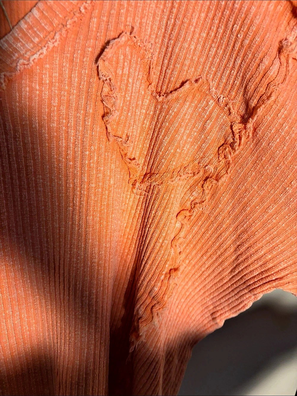 Easel Distressed Knit Tunic in Orange - Picture 8 of 9